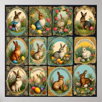 Vintager Osterhase, Retro Osterbrunnen, Ostern