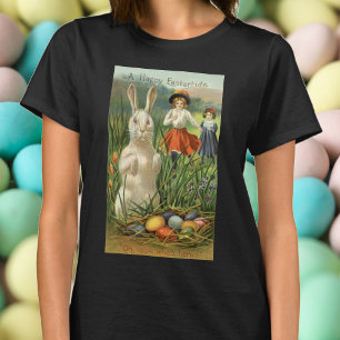 Vintager Osterhase und glückliche Kinder T-Shirt