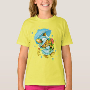 Vintager Osterhase und Küken. Der T - Shirt der