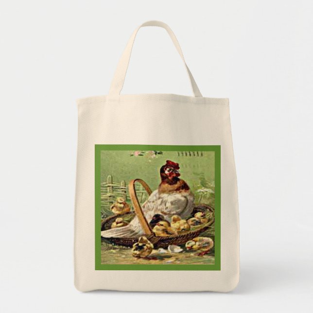 Vintager Osterhengst und -stäbchen im Korb Tragetasche (Vorne)