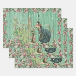 Vintager Osterhof Geschenkpapier Set