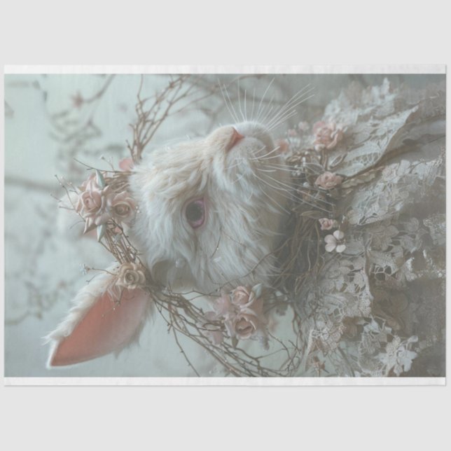 Vintager Osterkaninchen-Dekoupage Seidenpapier (Vorderseite)