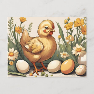 Vintager Osterkrank im Frühjahrsgarten Feiertagspostkarte