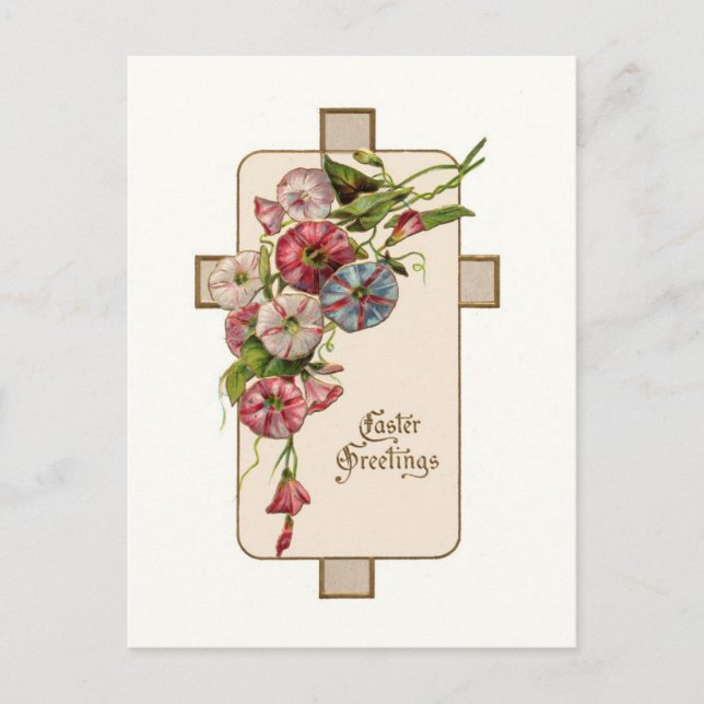 Vintager Osterkreuzpostkarte Feiertagspostkarte (Vorderseite)