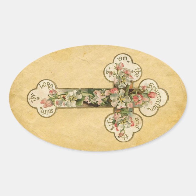 Vintager Ostern-Aufkleber Ovaler Aufkleber (Vorderseite)