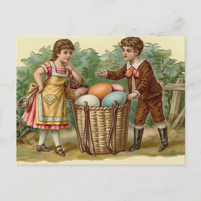 Vintager Osterurlaub Postkarte (Vorderseite)