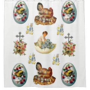 Vintager osterweißer Duschvorhang