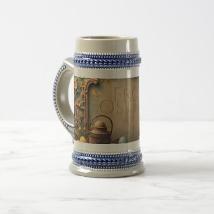 Vintager Osterzauber mit festlichen Blumenzitaten Bierglas