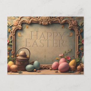 Vintager Osterzauber mit festlichen Blumenzitaten Feiertagspostkarte