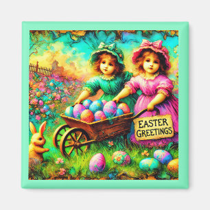 VINTAGER OSTGIRLS ~ Ostereier ~ Magnet
