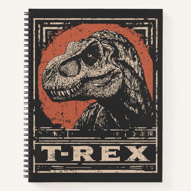 Vintager östlicher T-Rex | Dinosaur Portrait Notizbuch (Vorderseite)