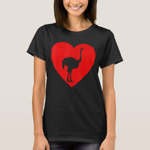 Vintager Ostrich Red Heart Animal Valentinstag T-Shirt
