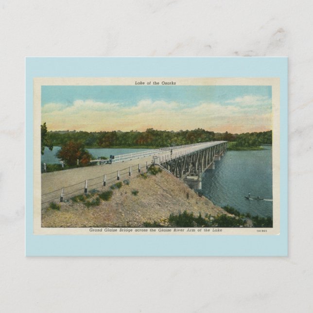 Vintager Ozarksee, Grand Glaize Bridge Postkarte (Vorderseite)