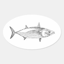 Vintager Ozean Fisch Art - Bonito Ovaler Aufkleber