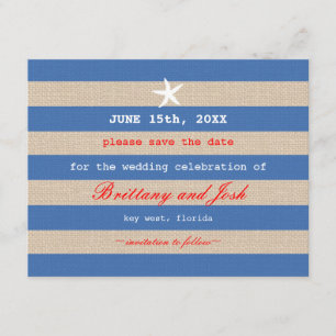 Vintager Ozean Stripes Save the Date Einladung