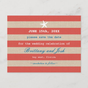 Vintager Ozean Stripes Save the Date Einladung