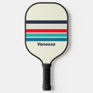 Vintager Ozean über Streifen mit Namen Pickleball Schläger