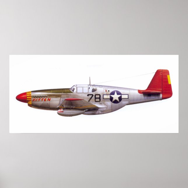 Vintager P-51 Mustang Tuskegee Airmen Zweiter Welt Poster (Vorne)