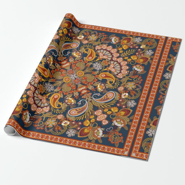 Vintager Paisley-Bandana-Druck, Seidenhalsschal od Geschenkpapier (Ungerollt)