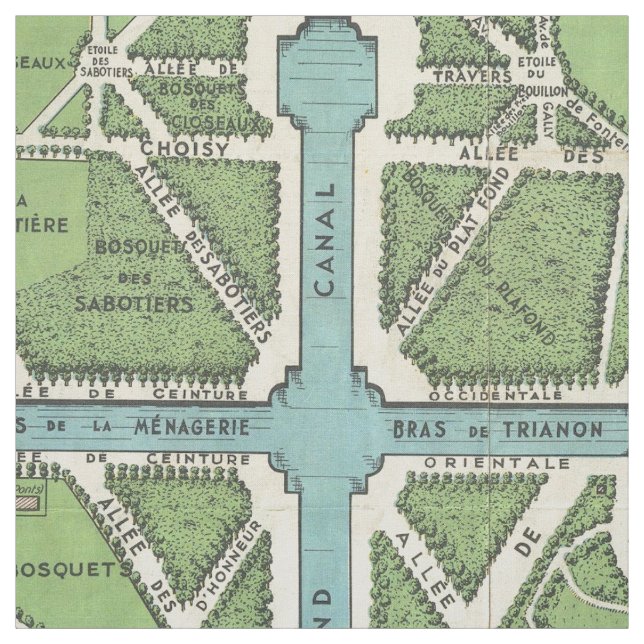 Vintager Palast von Versailles-Karte Stoff (Muster)