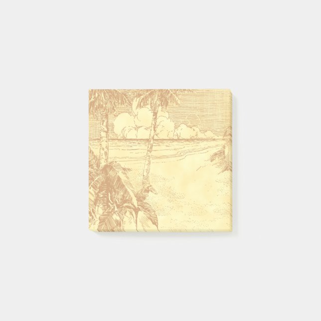 Vintager Palm Tree Beach, der bearbeitbare Klebest Post-it Klebezettel (Vorderseite)