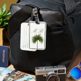 Vintager Palm Tree Tropical Elegante Momgram Gepäckanhänger