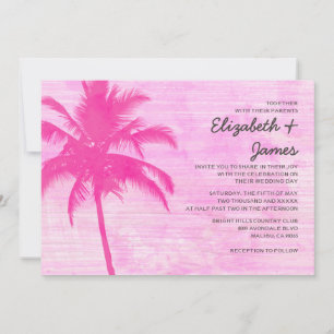 Vintager Palm Trees Beach Hochzeitsempfang Einladung