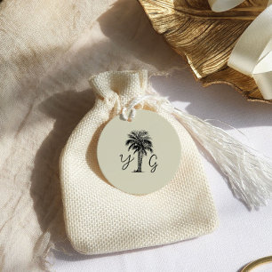 Vintager Palmenbaum Mit Monogramm Hochzeit Geschenkanhänger