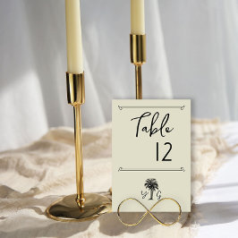 Vintager Palmenbaum Mit Monogramm Hochzeit Tischnummer