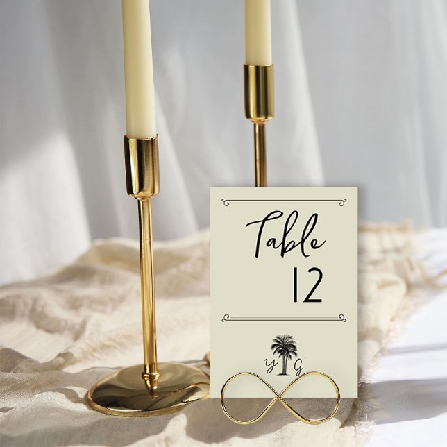 Vintager Palmenbaum Mit Monogramm Hochzeit Tischnummer (Wedding Table Number - from my Vintage Palm Wedding Collection)