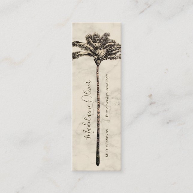 Vintager Palmenbaum Tropischer Elegante Mini Visitenkarte (Vorderseite)