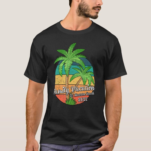 Vintager Palmenbaumfamilienurlaub 2022 St Maarten T-Shirt (Vorderseite)