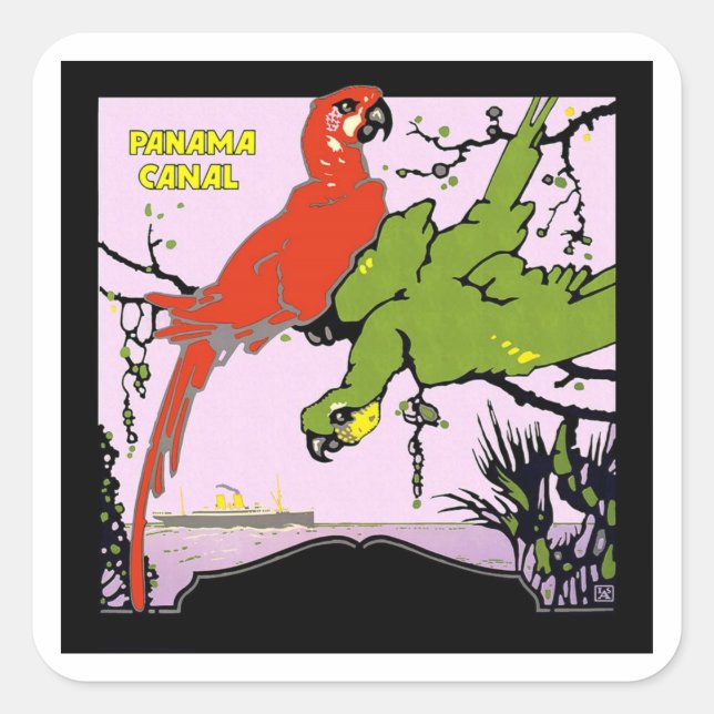 Vintager Panamakanal Quadratischer Aufkleber (Vorderseite)