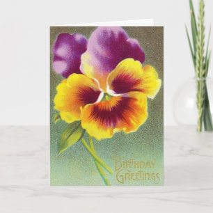 Vintager Pansy-Blumengeburtstags-Gruß-Karte Karte