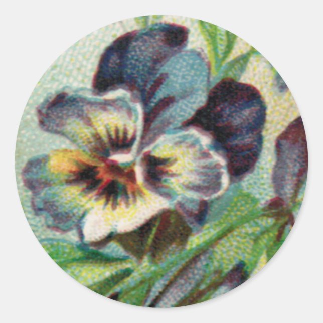 Vintager Pansy Round Aufkleber (Vorderseite)