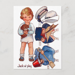 Vintager Paperdoll Kleiner Junge Jack Postkarte