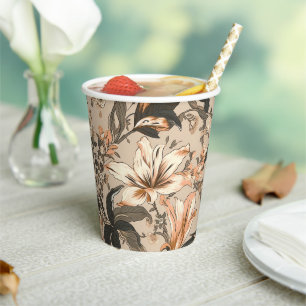 Vintager Papierbecher mit Blumenmuster