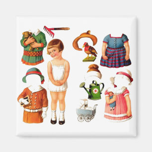 Vintager Papierpuppen-Magnet Magnet