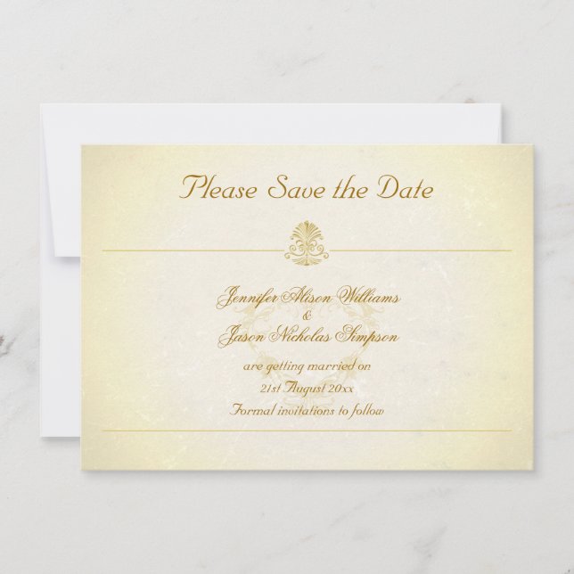 Vintager Papierstil aus Pergament Save the Date (Vorderseite)
