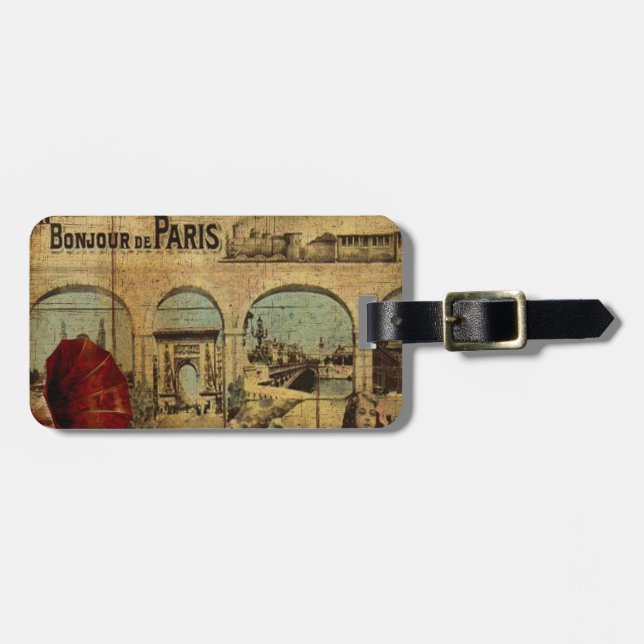 Vintager Paris-Druck Gepäckanhänger (Vorderseite horizontal)