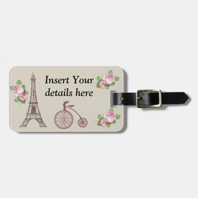 Vintager Paris-Entwurf Gepäckanhänger (Vorderseite horizontal)