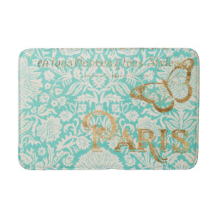 Vintager Paris-Goldentwurf mit Schmetterling Badematte