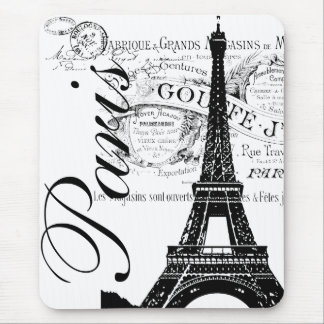 Vintager Paris- u. Eiffel-Turm-Aufkleber Mousepad