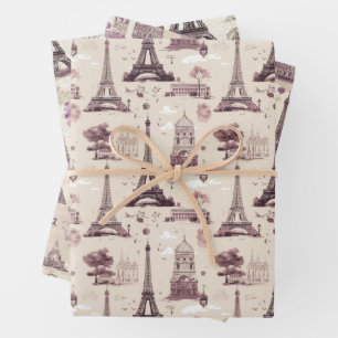 Vintager Pariser Charme Geschenkpapier Set