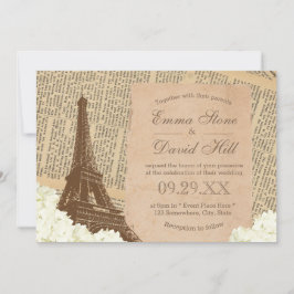 Vintager Pariser Eiffelturm Elegantes Blumenzelt Einladung