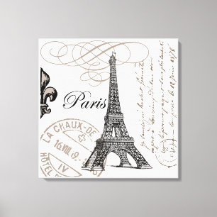 Vintager Pariser Eiffelturm gedehnte Leinwand