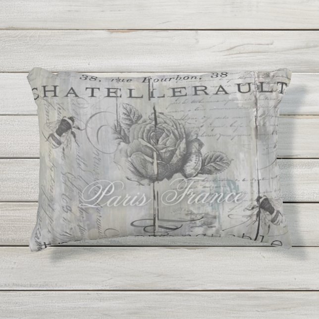 Vintager Pariser inspirierter Bienen-und Kissen Für Draußen (Vorderseite)