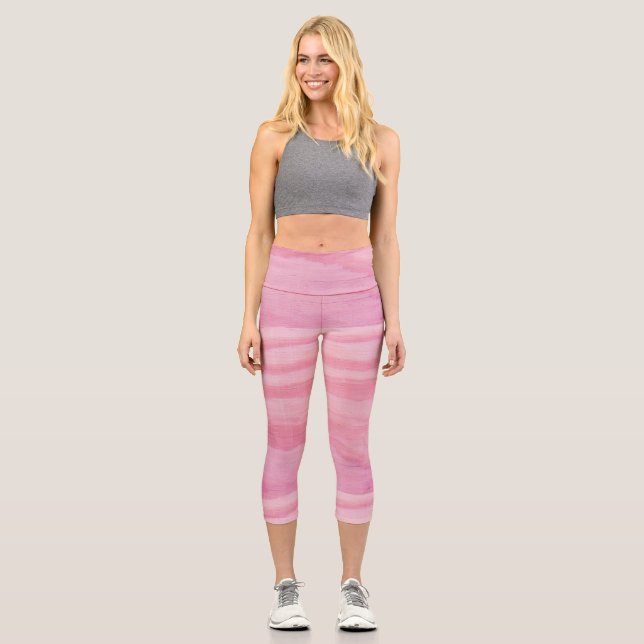 Vintager Pastellrosa Küstenstrich Capri Leggings (Vorderseite)