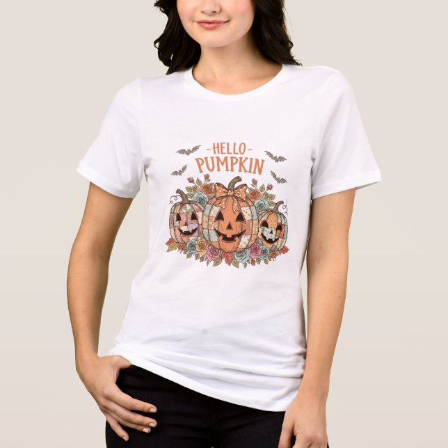 Vintager Patchwork Pumpkin-T - Shirt | Hallowen (Vorderseite)