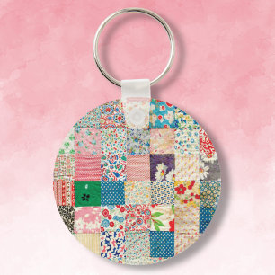 Vintager Patchwork-Quilt-Schlüsselanhänger Schlüsselanhänger